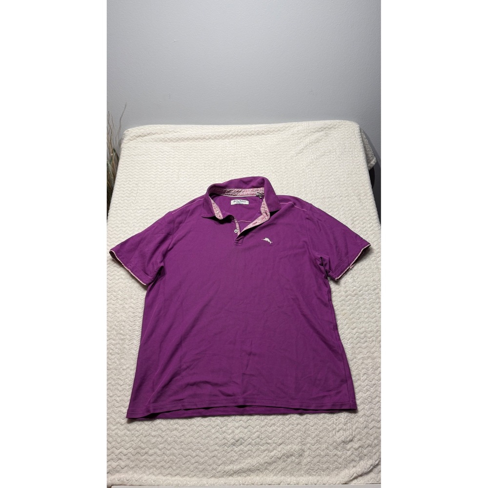 Tommy Bahama Mens IslandZone Purple Short Sleeve Polo Shirt Large 4633
